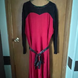 SHEIN curvy 3xl black lace top red dress